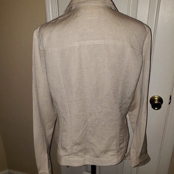 Harvè Benard Tan Linen Button Down Blazer Size 10 - Picture 5 of 5